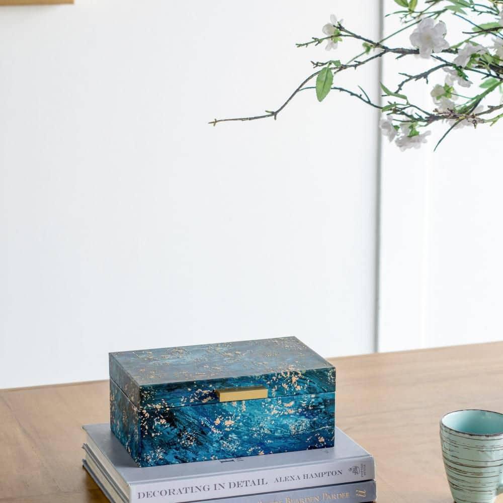 A&B Home  - Rectangular Decorative Boxes - Set of 3 - Blue