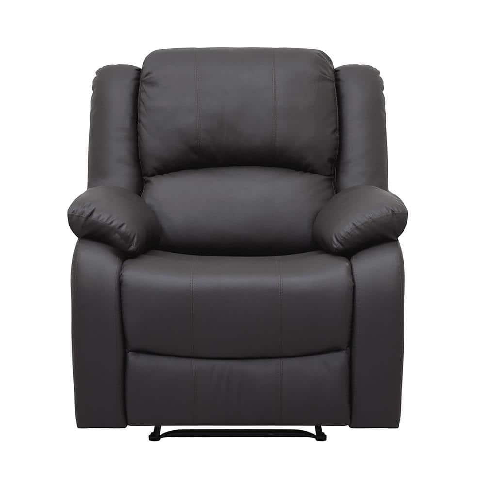 Lexicon Fairview Faux Leather Upholstered Manual Recliner in Dark Brown