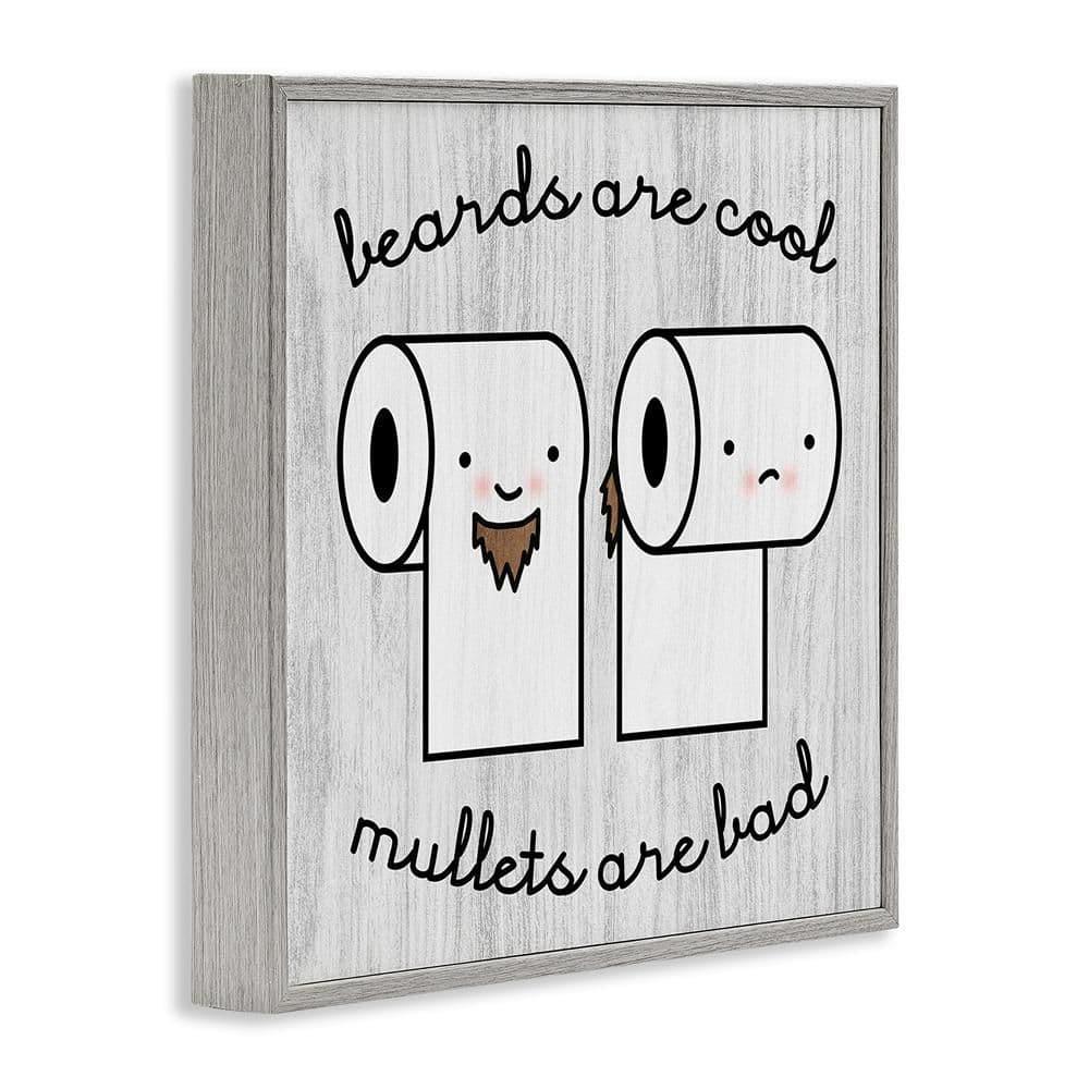 Stupell Industries " Beards Vs. Mullets Toilet Paper Bathroom Humor Expression " by Daphne Polselli