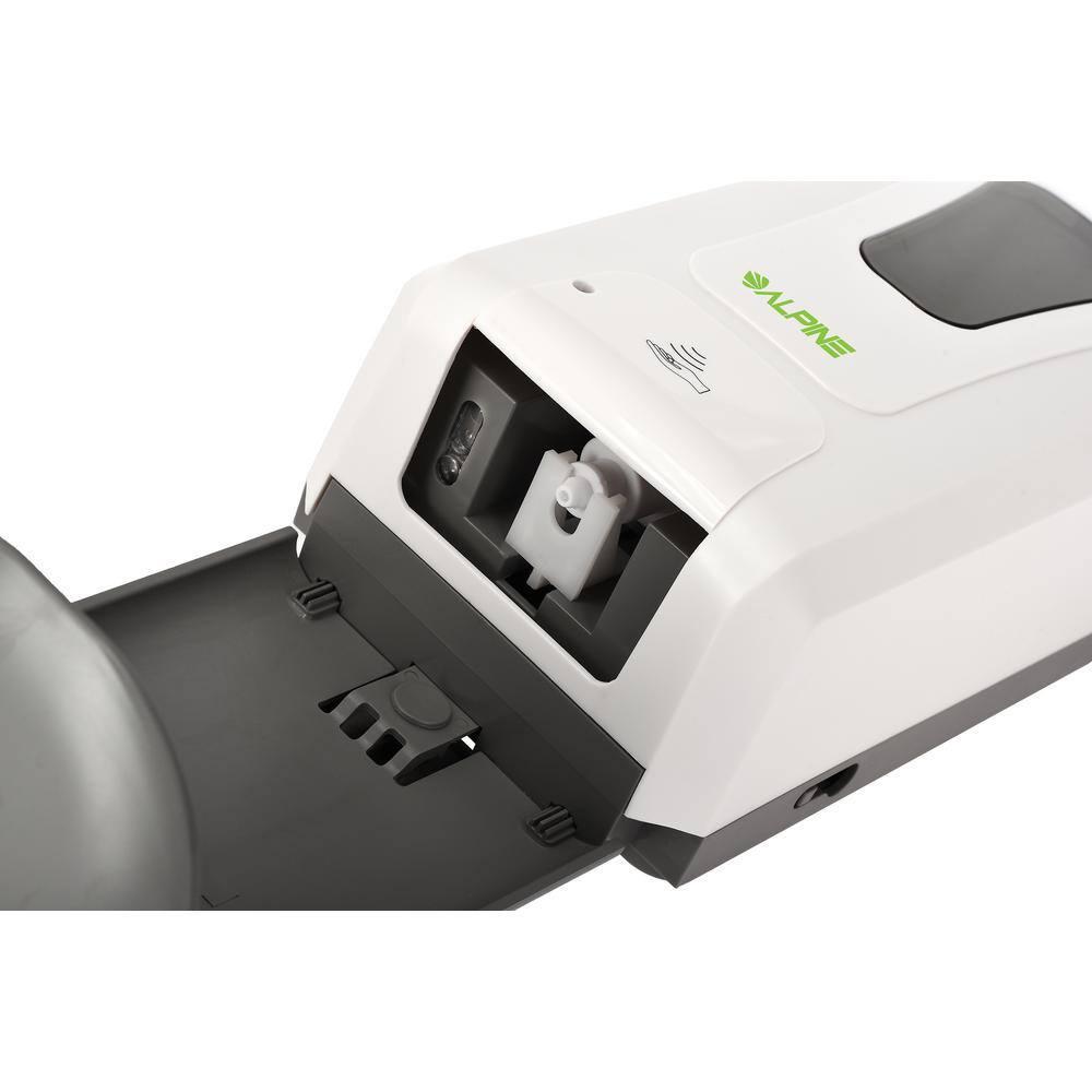 Alpine Industries 1200 ml. Wall Mount Automatic Gel Hand Sanitizer Soap Dispenser in White with Drip Tray (2-Pack)