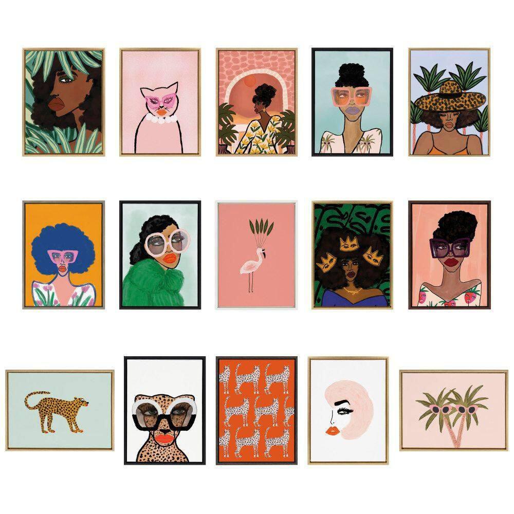 Kate and Laurel " Glam Cat V2 " by Kendra Dandy Of Bouffants And Broken Hearts Painting Print