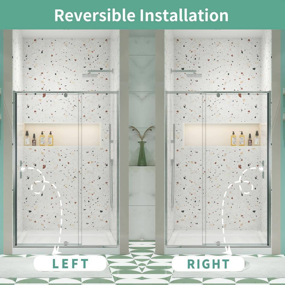 RAY'S RUGS & FLOORING LLC 12RRFR142467LTS 56-60" W x 71" H Pivot Frame Sliding Shower Door with 6mm Tempered Glass