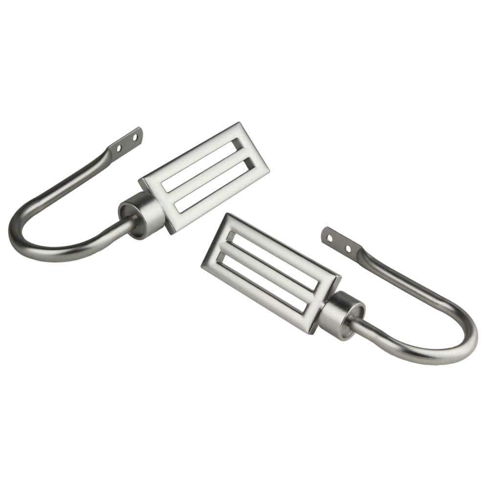Sterling Decorative Satin Nickel Steel Hook Curtain Holdback (Set of 2)