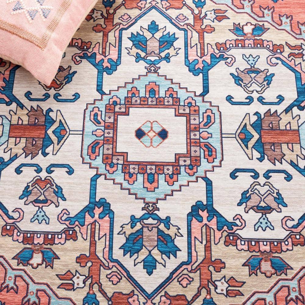 Arizona ARZ105 Power Loomed Machine Washable Area Rug - Rust/Navy - 4'x6' - Safavieh.