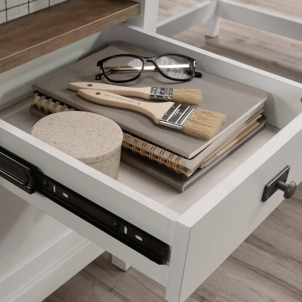 Sauder Cottage Road Engineered Wood L-Shaped Desk in White Finish