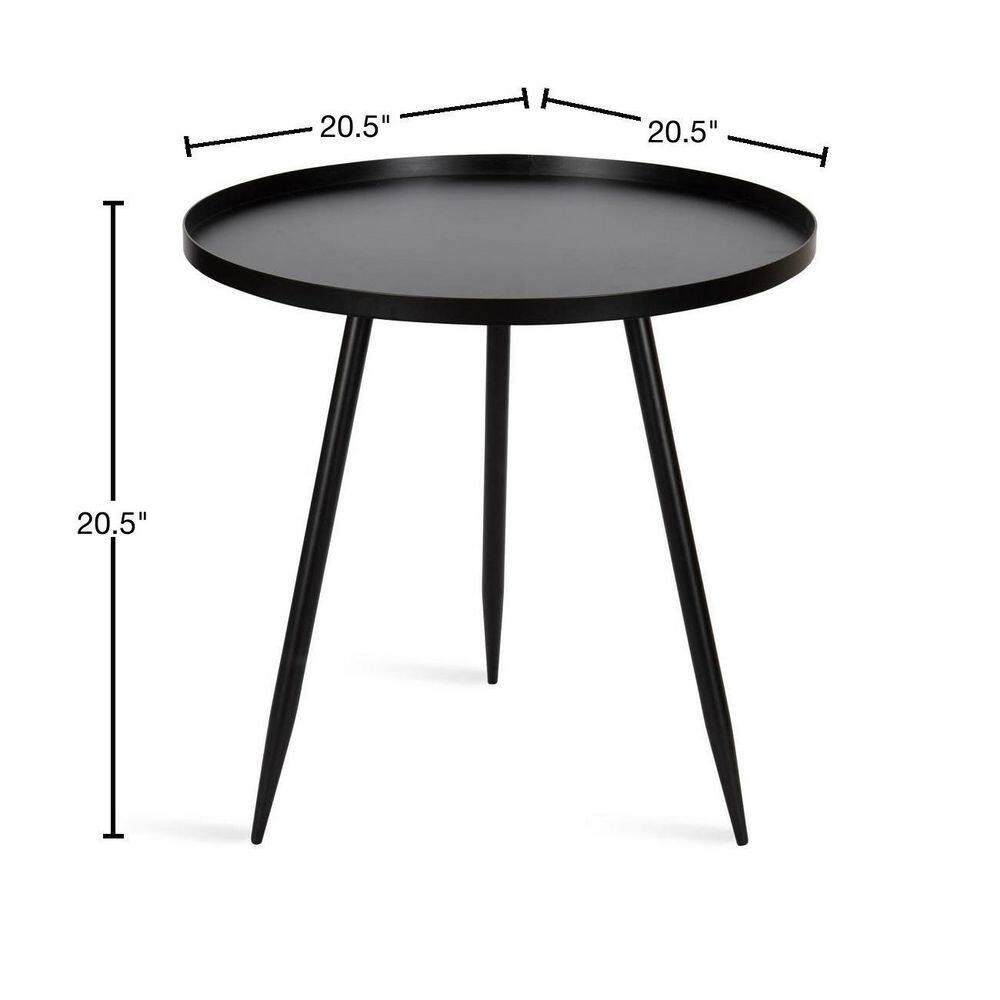 Kate and Laurel Duvall Round Metal Side Table, 20x20x20.5, Black