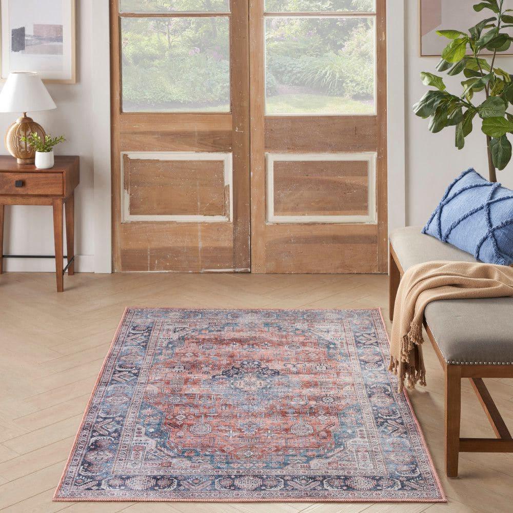Nourison Washable Brilliance 4' x 6' Blue/Multi Vintage Indoor Rug