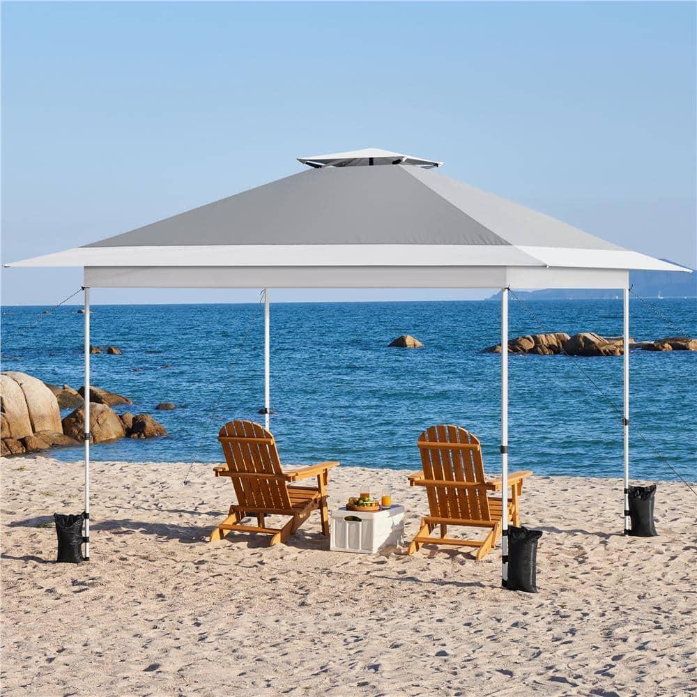 13 ft. × 13 ft. Pop-up Canopy with Rolling Storage Bag Light Gray/White