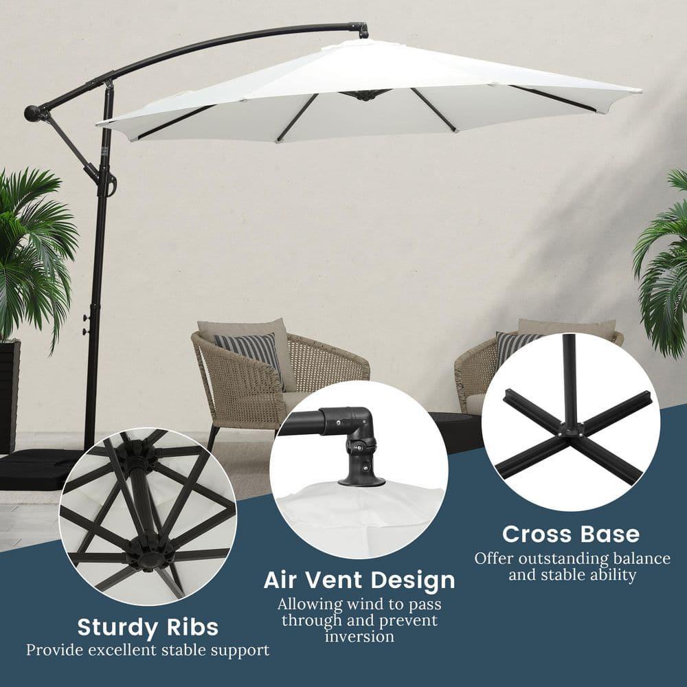 Westin Furniture 10 ft. Cantilever Hanging Patio Umbrella, White