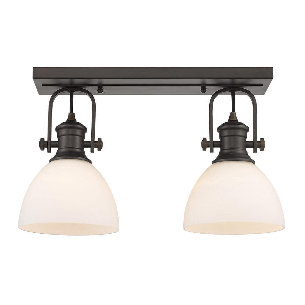 Hines 18" Transitional Brown Semi-Flush Mount Light with Opal Glass