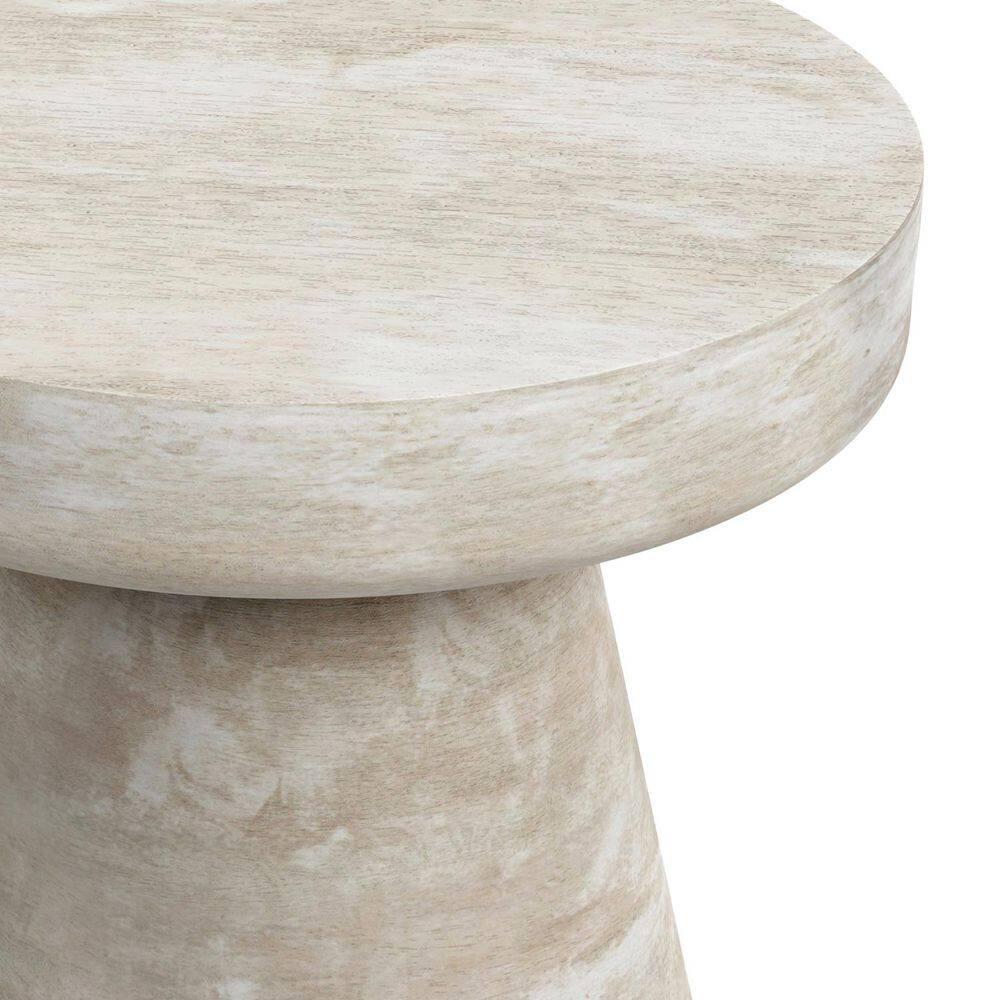 Simpli Home Robbie 16"W Solid Mango Wood Round Accent Table with Sculptural Design