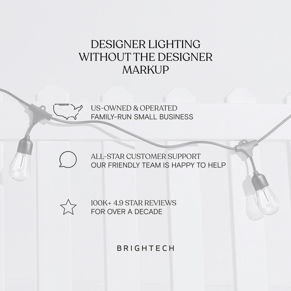 Brightech 12-Bulb LED Ambience Pro Solar 1W 27ft 2700K S14 Outdoor String Lights Clear Bulb Black Wire
