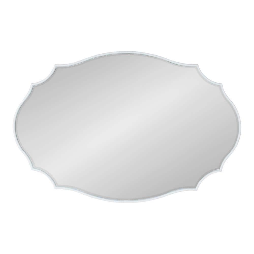 24" x 36" Leanna Scallop Wall Mirror White - Kate & Laurel All Things Decor: Modern Oval Framed, No Assembly Required