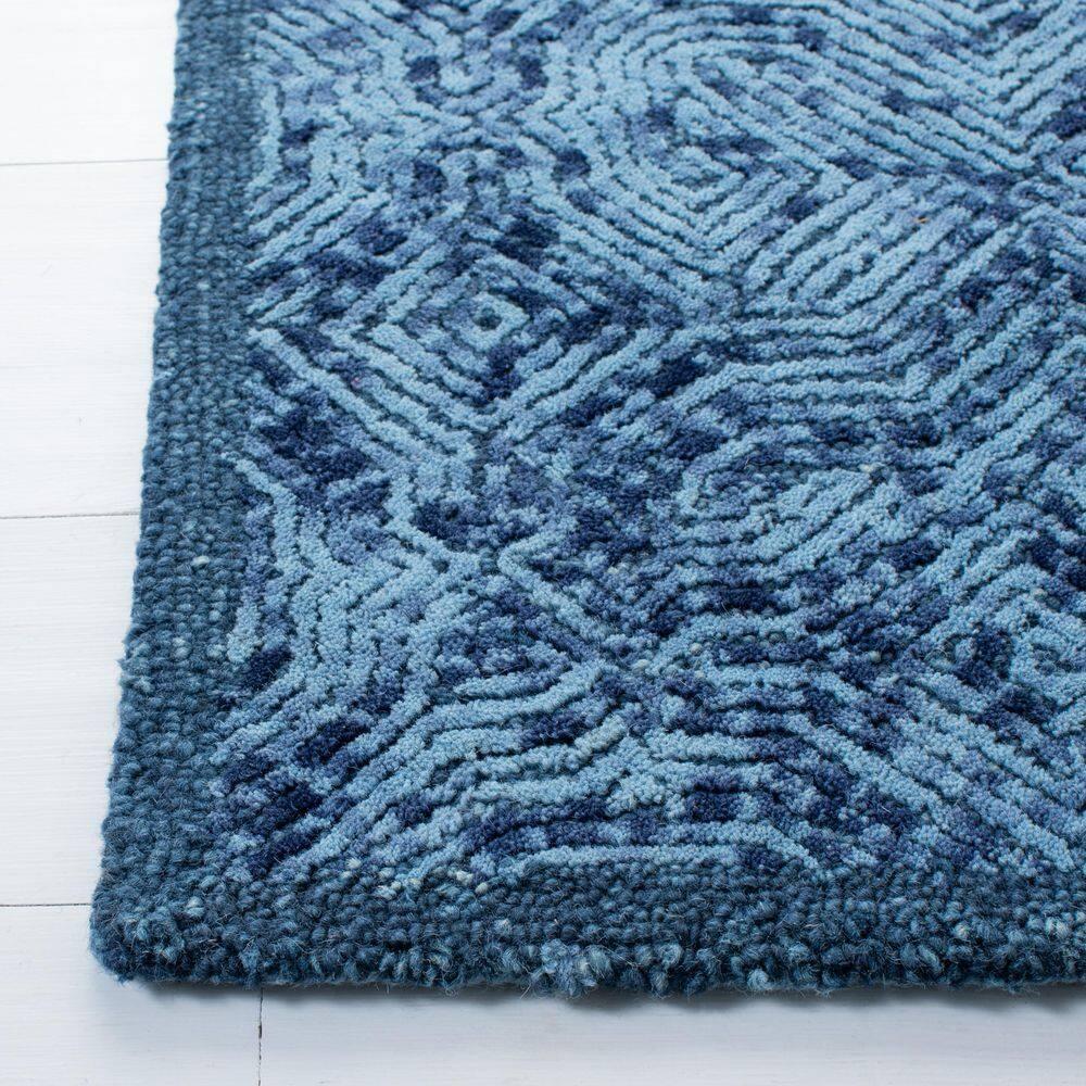 Ikat IKT506 Hand Tufted Accent Rug - Dark Blue - 3'x5' - Safavieh