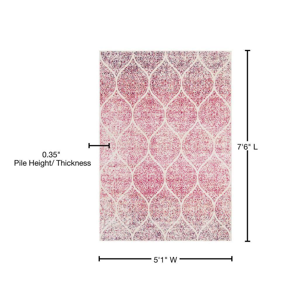 Madison MAD604 Power Loomed Indoor Area Rug - Cream/Fuchsia - 5'3"x7' - Safavieh