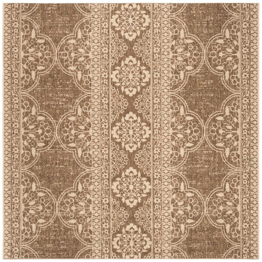 Beach House BHS174 POWER LOOMED Indoor/Outdoor Area Rug - Cream/Beige - 4'x4' - Safavieh