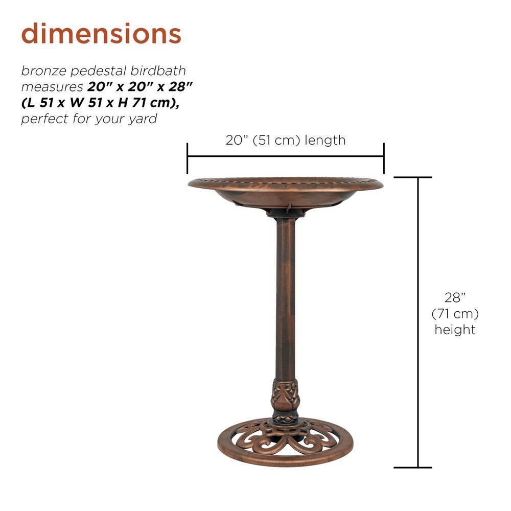 Alpine Pedestal Birdbath with Scrollwork Base and Stakes