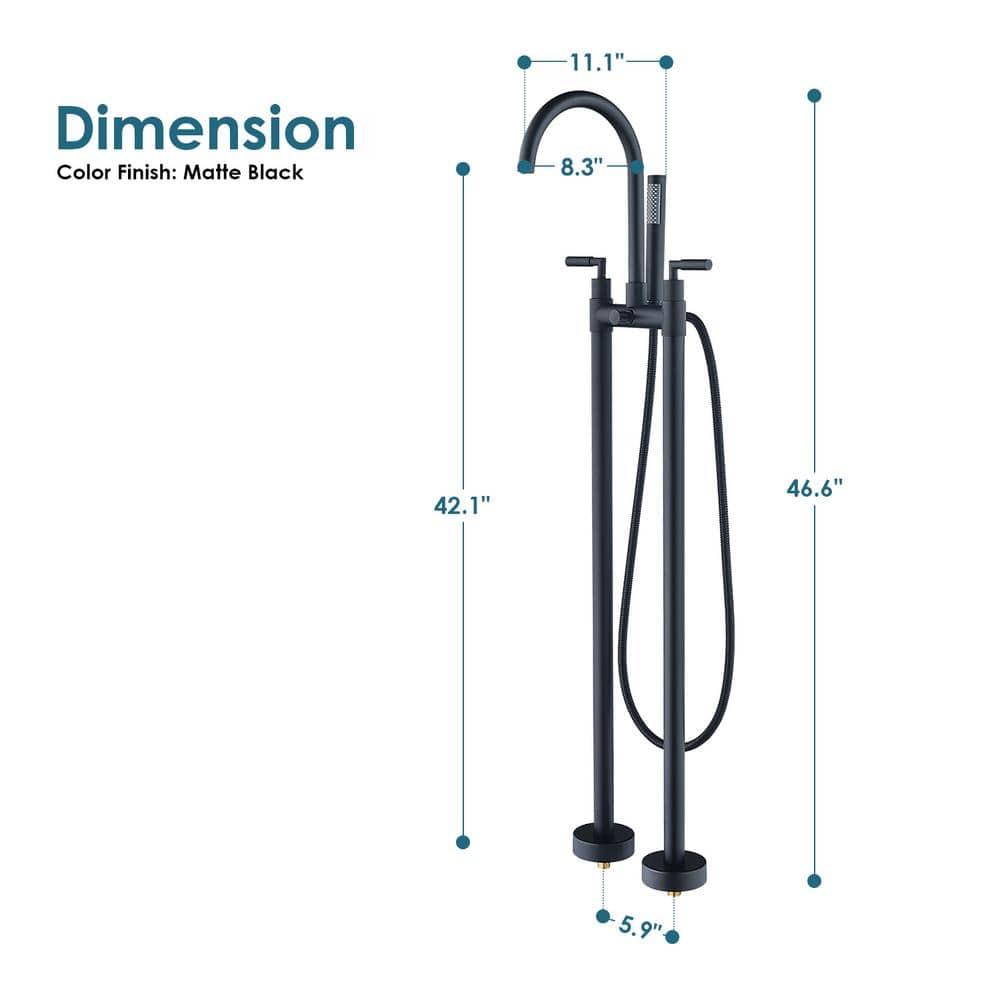 Gnosall 2 Handle Floor Roman Tub Faucet with Diverter