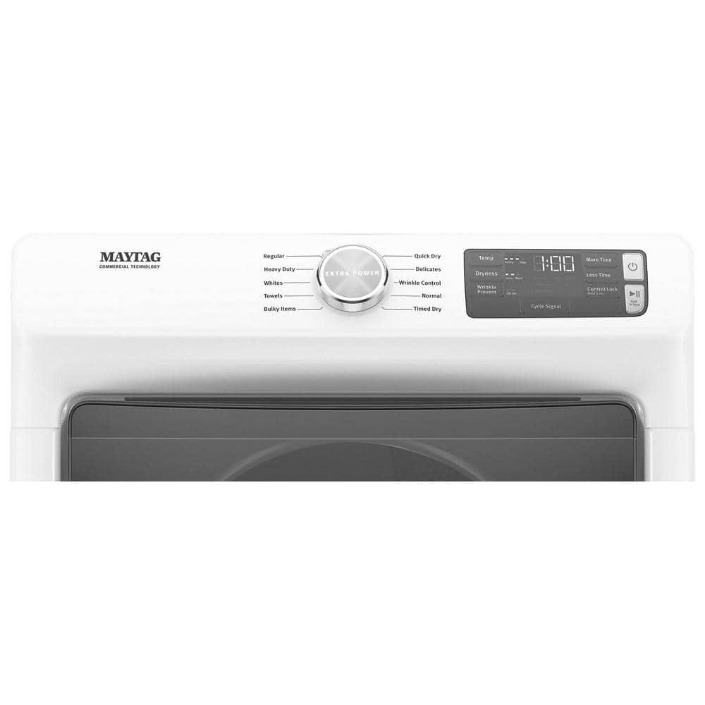 Maytag MED5630HW 7.3 Cu. Ft. White Front Load Electric Dryer with Extra Power and Quick Dry Cycle