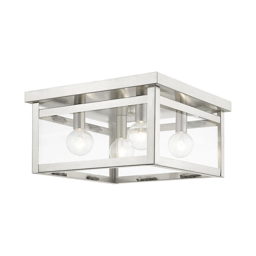 Livex Lighting - Milford - 4 Light Square Flush Mount In Shabby Chic Style-6