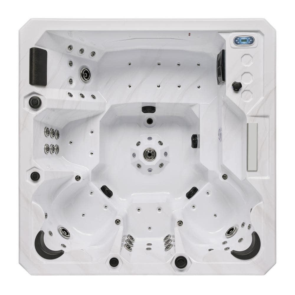 Luxury Spas Luxury Spas 240 Volt 5 Person Galley - Person 69 - Jet Acrylic Square Hot Tub With Ozonator In Cloud Gray