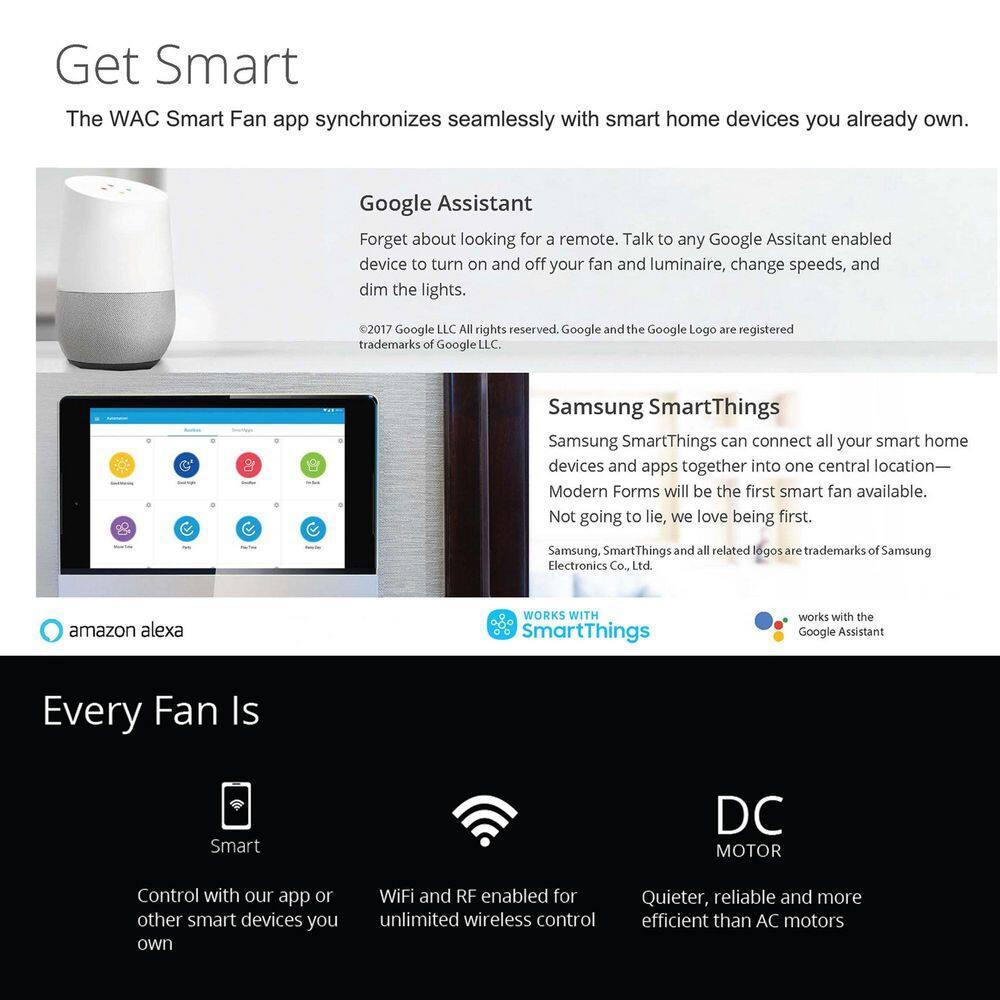 WAC Limited Fans 66" 8 - Blade Outdoor / Indoor Smart Ceiling Fan with Remote Control Included, Works With Google Assistant, Amazon Alexa and IOS/Android Mobile APP