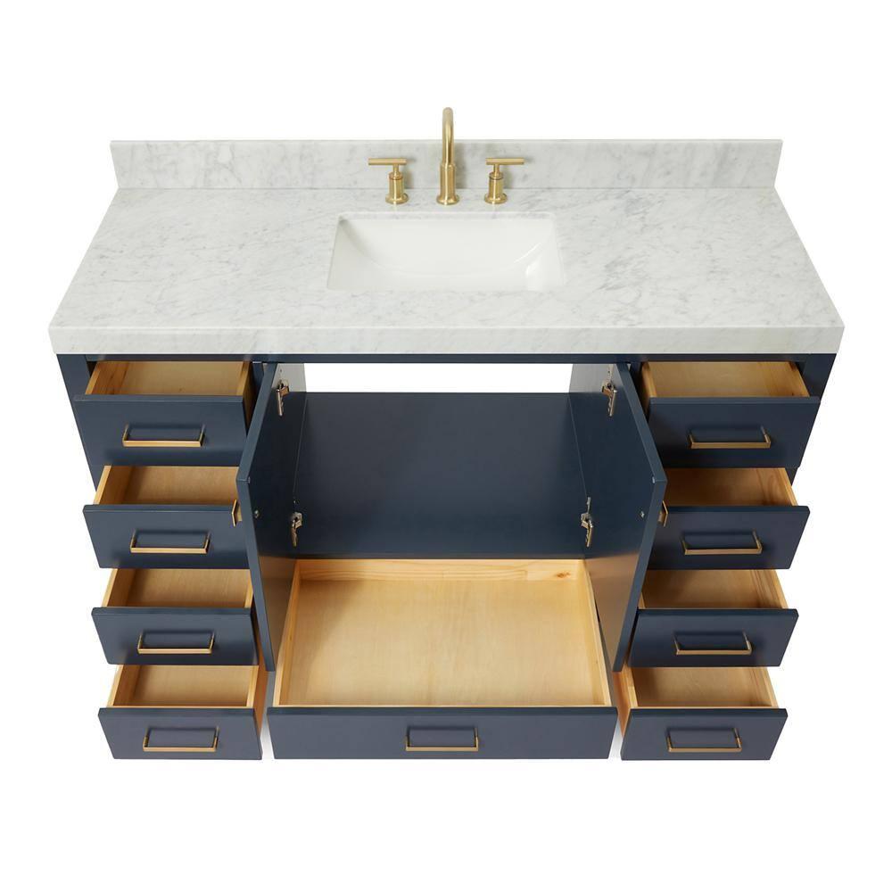 Cambridge 54'' Single Bathroom Vanity with Carrara Marble Top