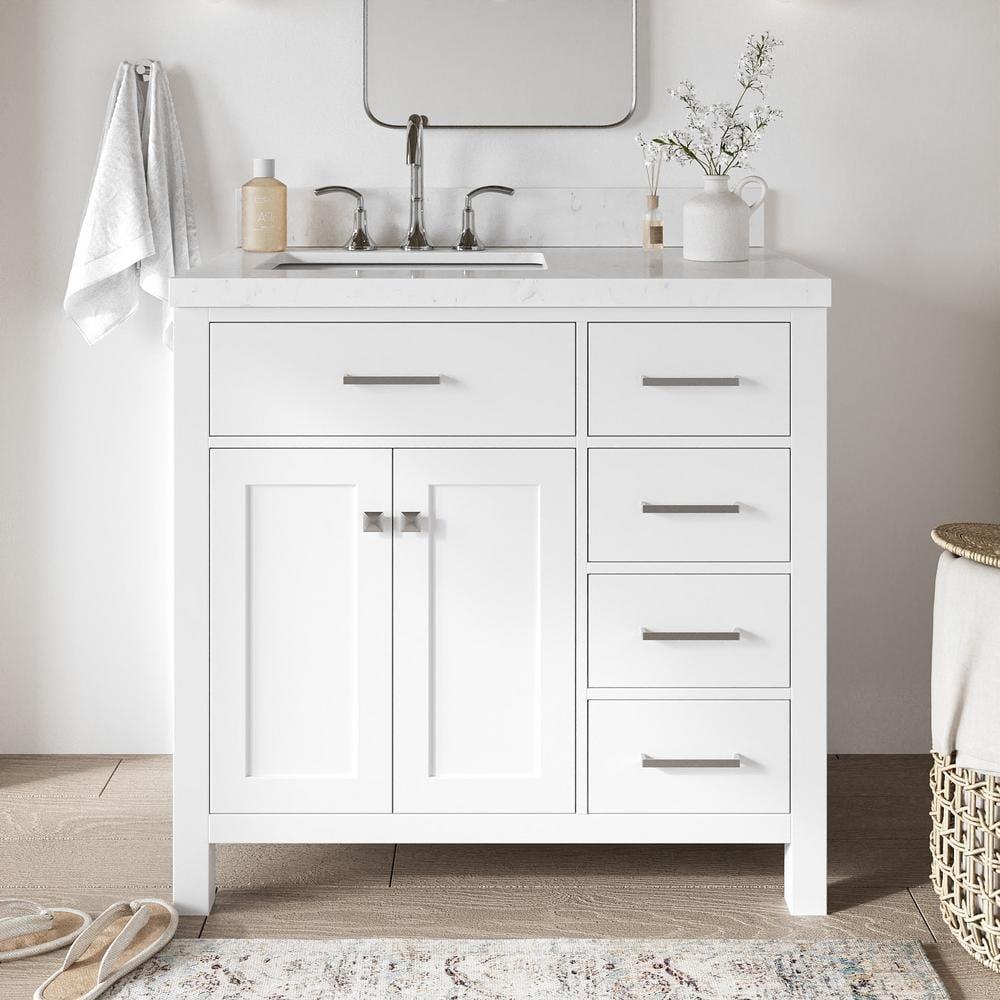 Ariel H036slcqrvo Bristol 36" Free Standing Single Basin Vanity Set - White