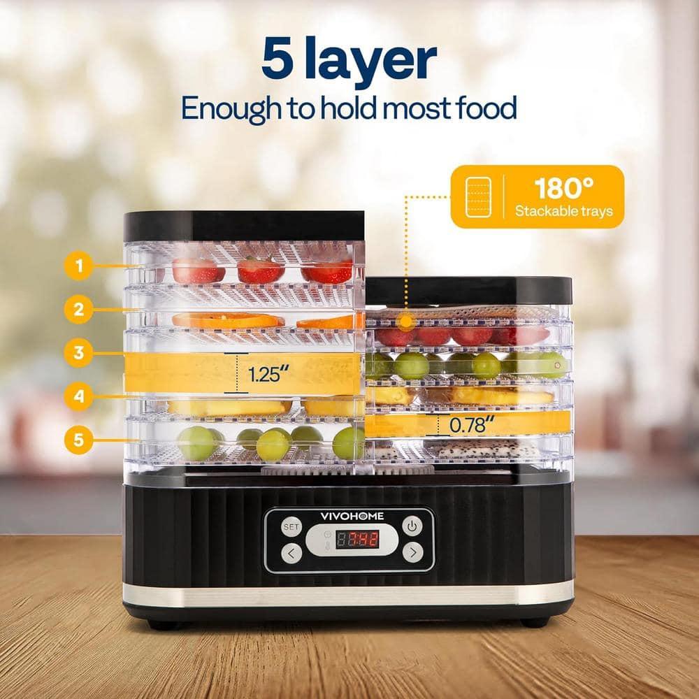 SPECSTAR Electric 5 Trays Food Dehydrator Machine, 400W Hydrator Machine with 72H Digital Timer and Temperature Control for Fruit Vegetable Meat Jerky Herb Beef Mushroom, Black