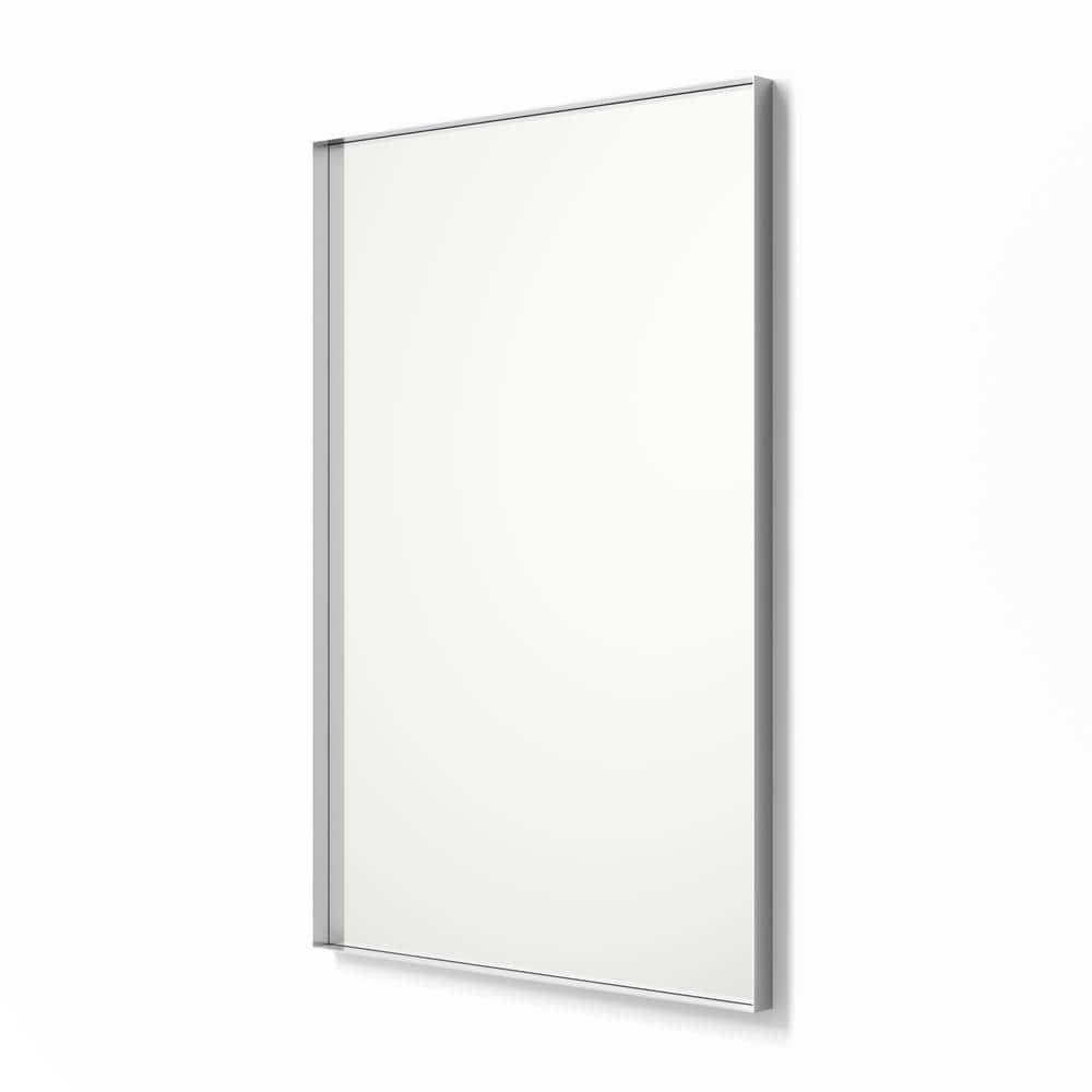 20 in. x 30 in. Metal Framed Rectangular Bathroom Vanity Mirror in Silver