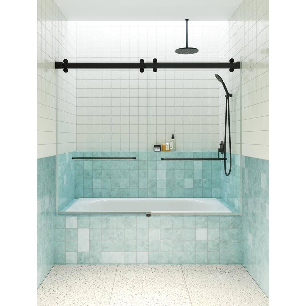 Polaris 60 in. x 60 in. Fully Frameless Sliding Bypass Bathtub Door