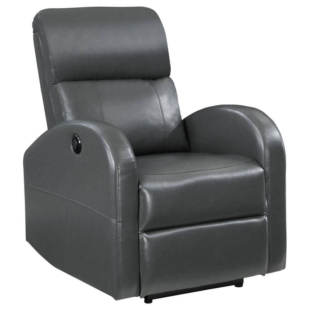 Coaster Grant Faux Leather Upholstered Power Recliner Chair Gray