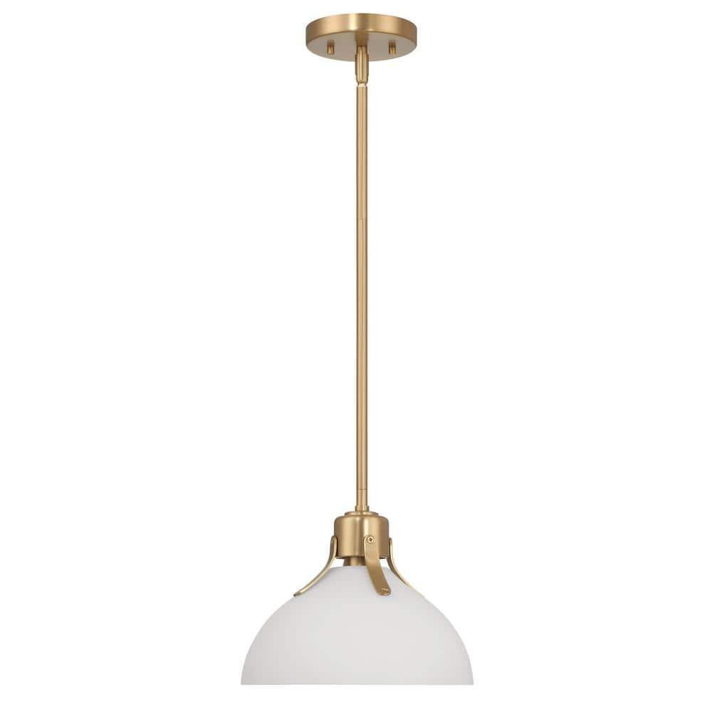 Robert Stevenson Lighting Delano Industrial Metal and Etched Glass Ceiling Light Gold and White: ETL Listed, 1-Way Dome Fixture