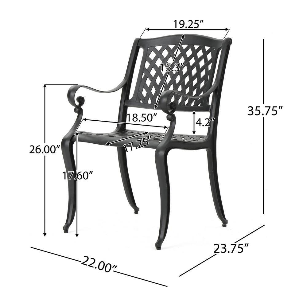 Noble House Cayman Outdoor Dining Chair in Matte Black and Tuscany (Set of 2)