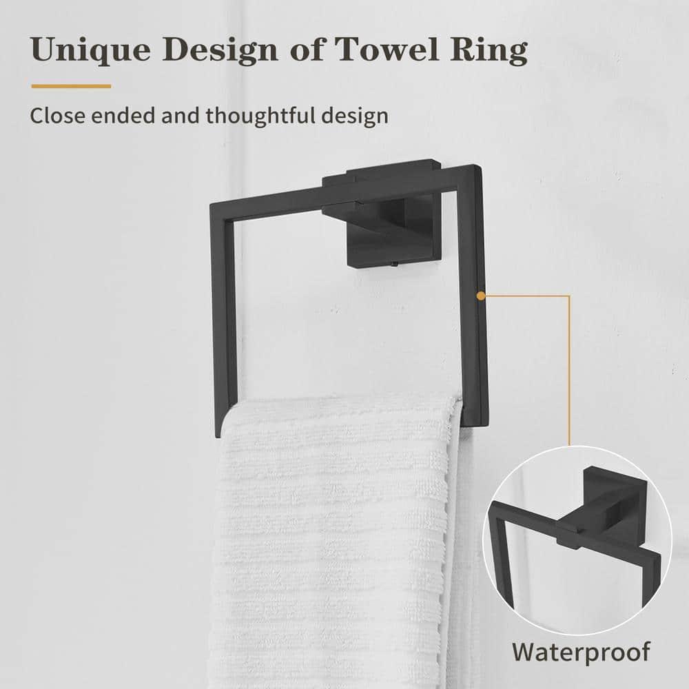 4-Piece Bath Hardware With Towel Bar For Bathroom Wall Towel Hook And Towel Ring Set