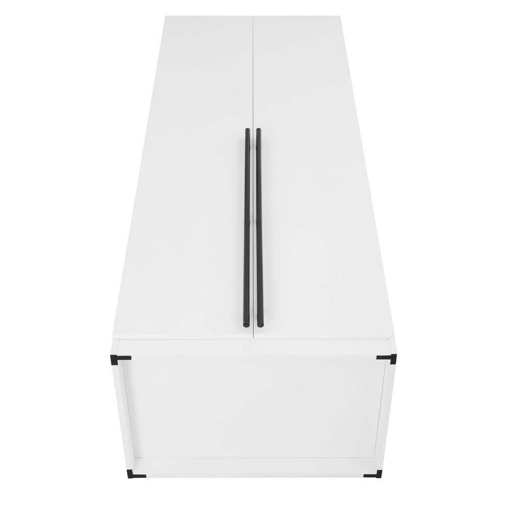 Manhattan Comfort 2pc Lee 4 Door and 8 Shelf Module Wardrobe White: Modern Storage, MDF, Metal Hardware