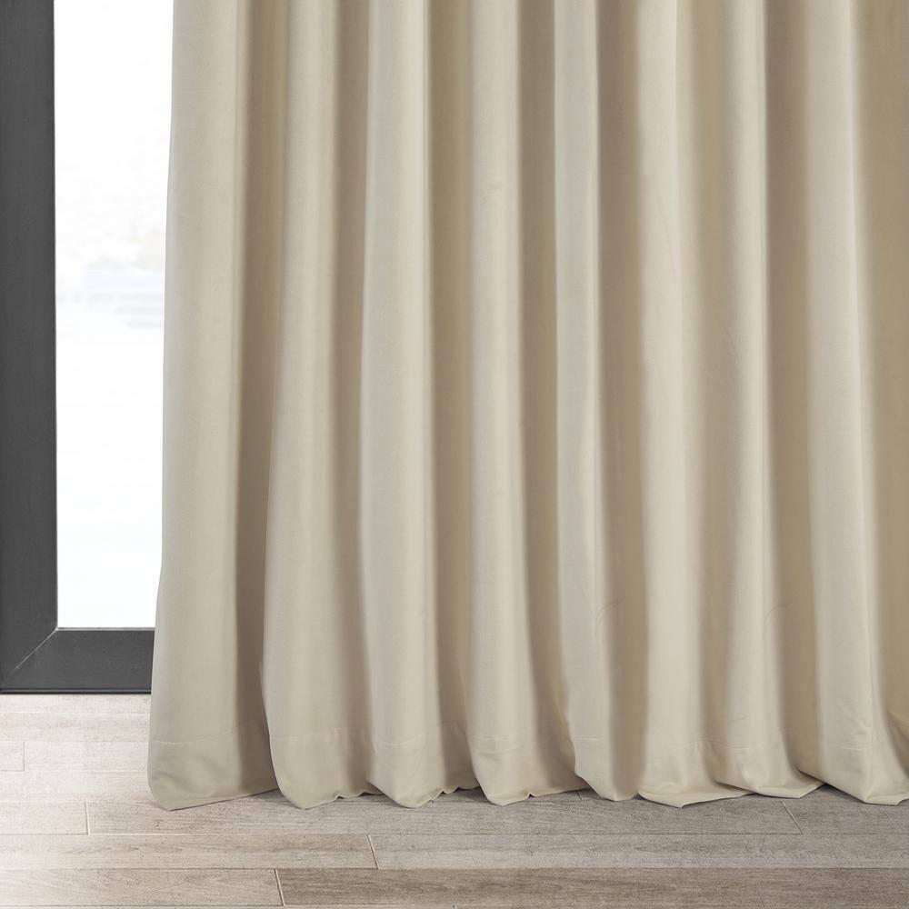 Exclusive Fabrics  Signature Extra Wide Blackout Velvet Curtains (1 Panel) - Luxurious Blackout Drapes Neutral Ground 100 x 84 84 Inches