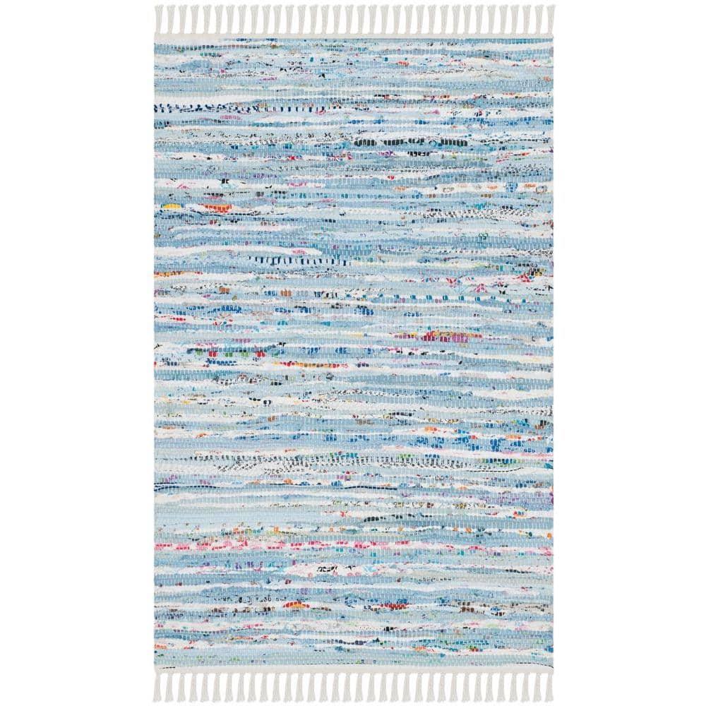 Rag Rug RAR125 Hand Woven Indoor Accent Rug - Light Blue/Multi - 2'6"x4' - Safavieh.