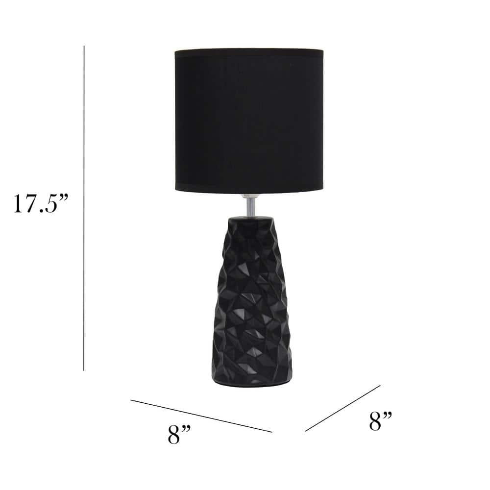 Sculpted Ceramic Table Lamp Black - Simple Designs: Modern Bedside Light, ETL Listed, No Assembly Required
