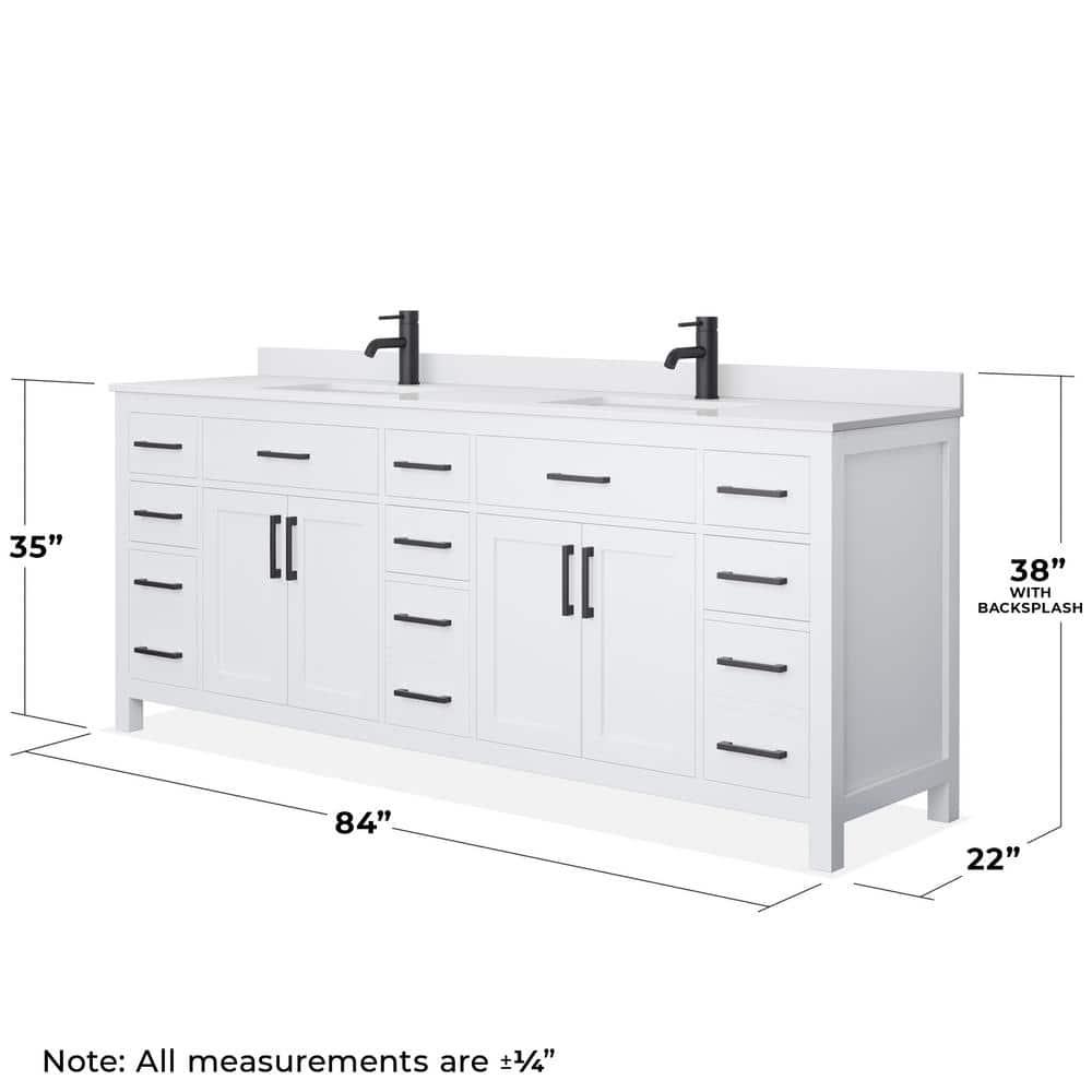 Beckett 84" Freestanding Double Bathroom Vanity with Cultured Marble Top