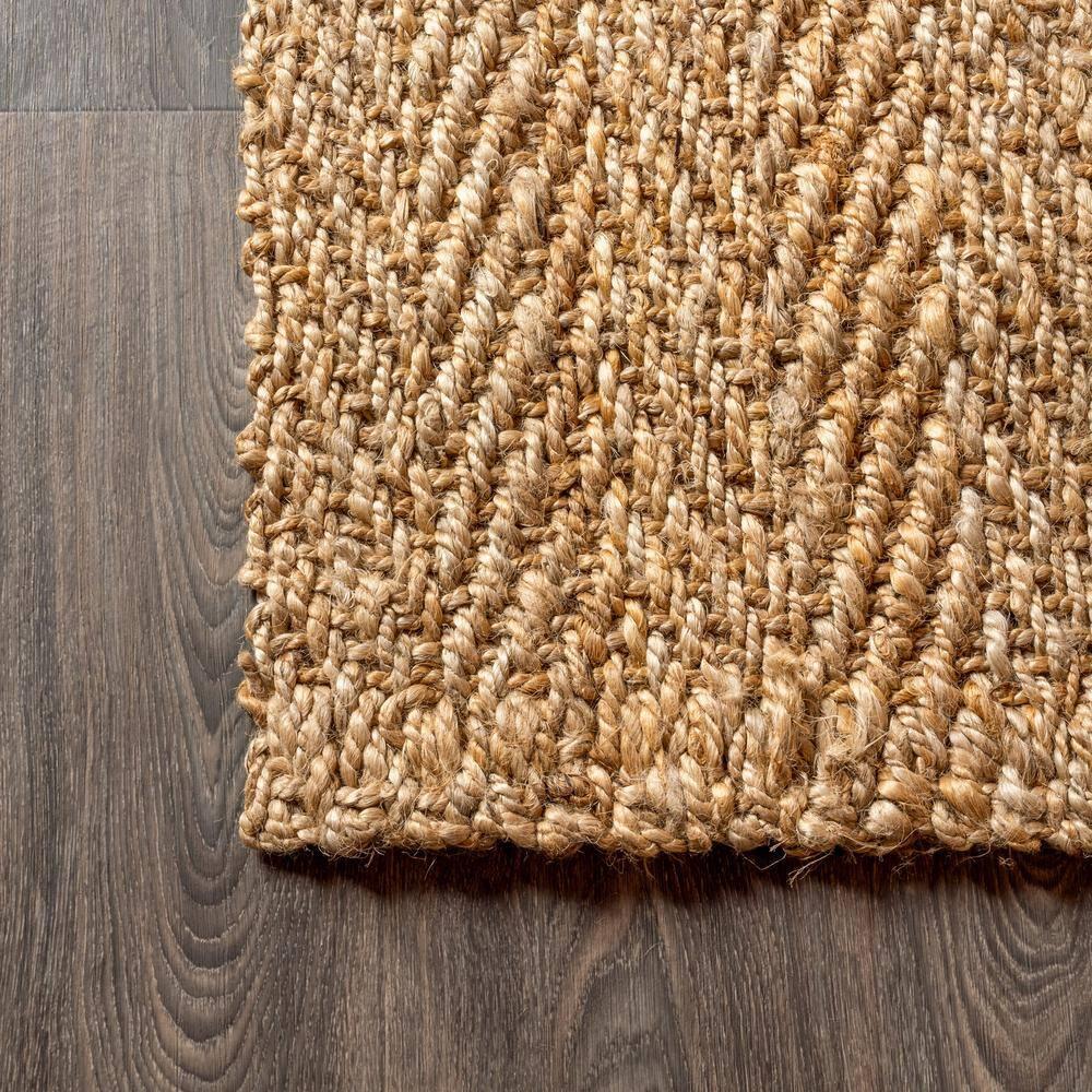 Espina Hand Woven Herringbone Chunky Jute Natural 6' Square Area Rug - JONATHAN Y