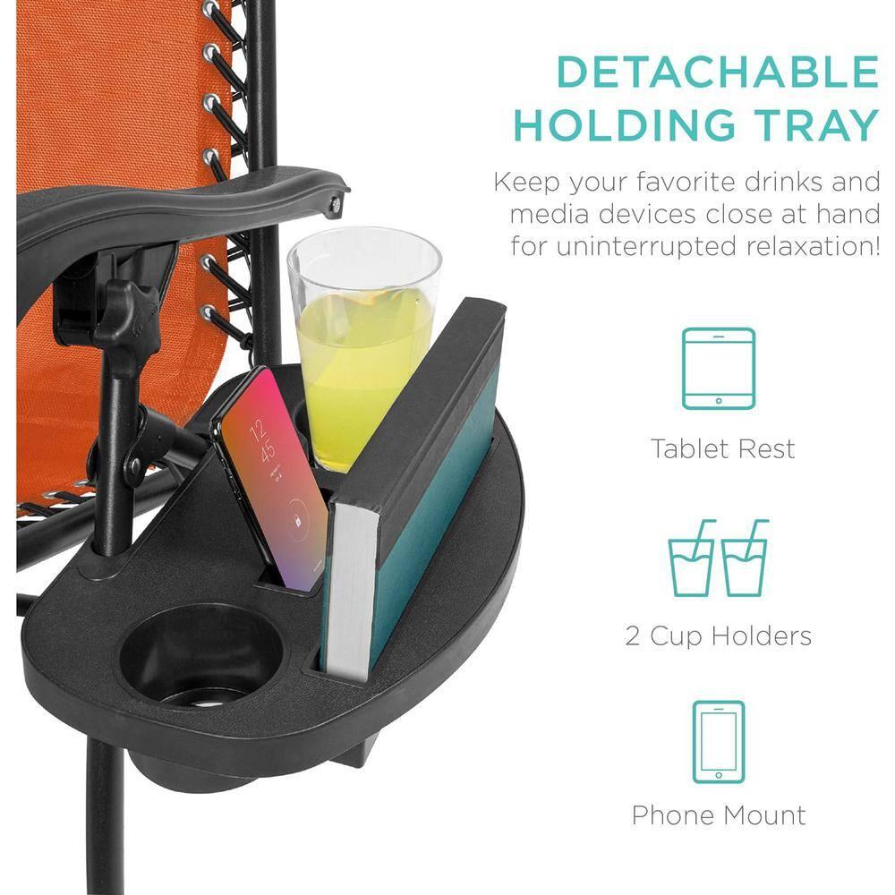 Set Of 2 Adjustable Zero Gravity Patio Chair Recliners W/ Cup Holders