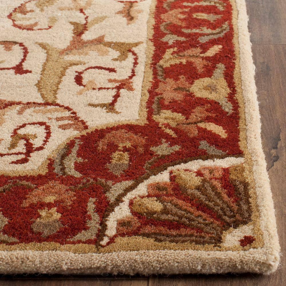 Empire EM459 Hand Tufted Indoor Runner - Ivory/Red - 2'6"x8' - Safavieh