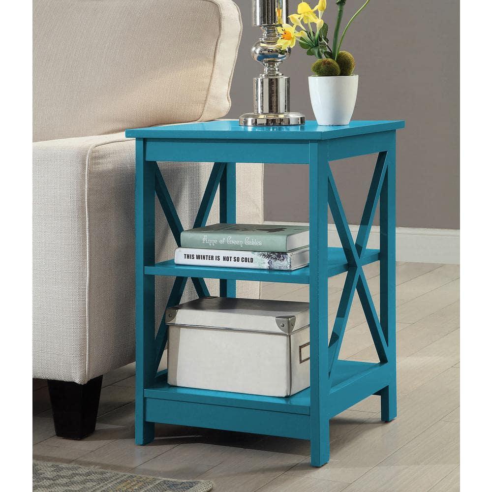 Convenience Concepts Oxford End Table with Shelves, Blue
