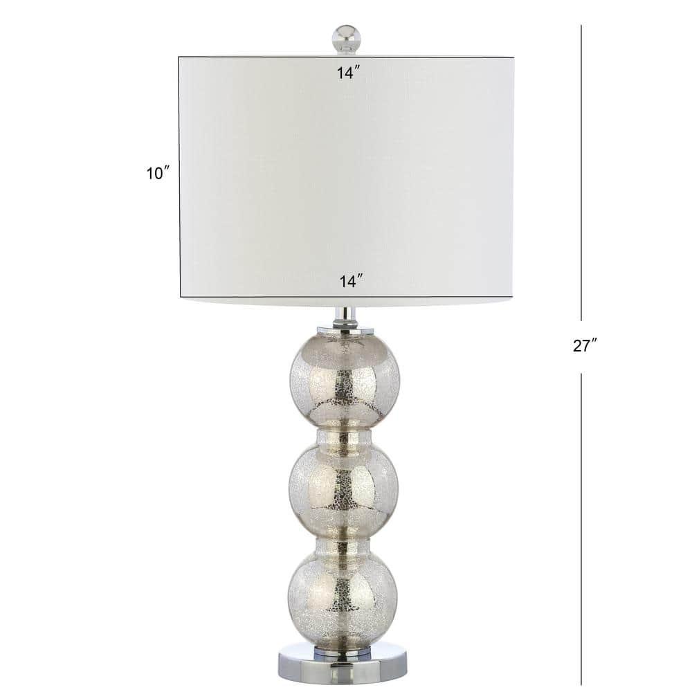 Rosdorf Park Led Table Lamps Set Of 2 - Contemporary Triple Glass Sphere Design, Mercury Silver/Chrome Finish