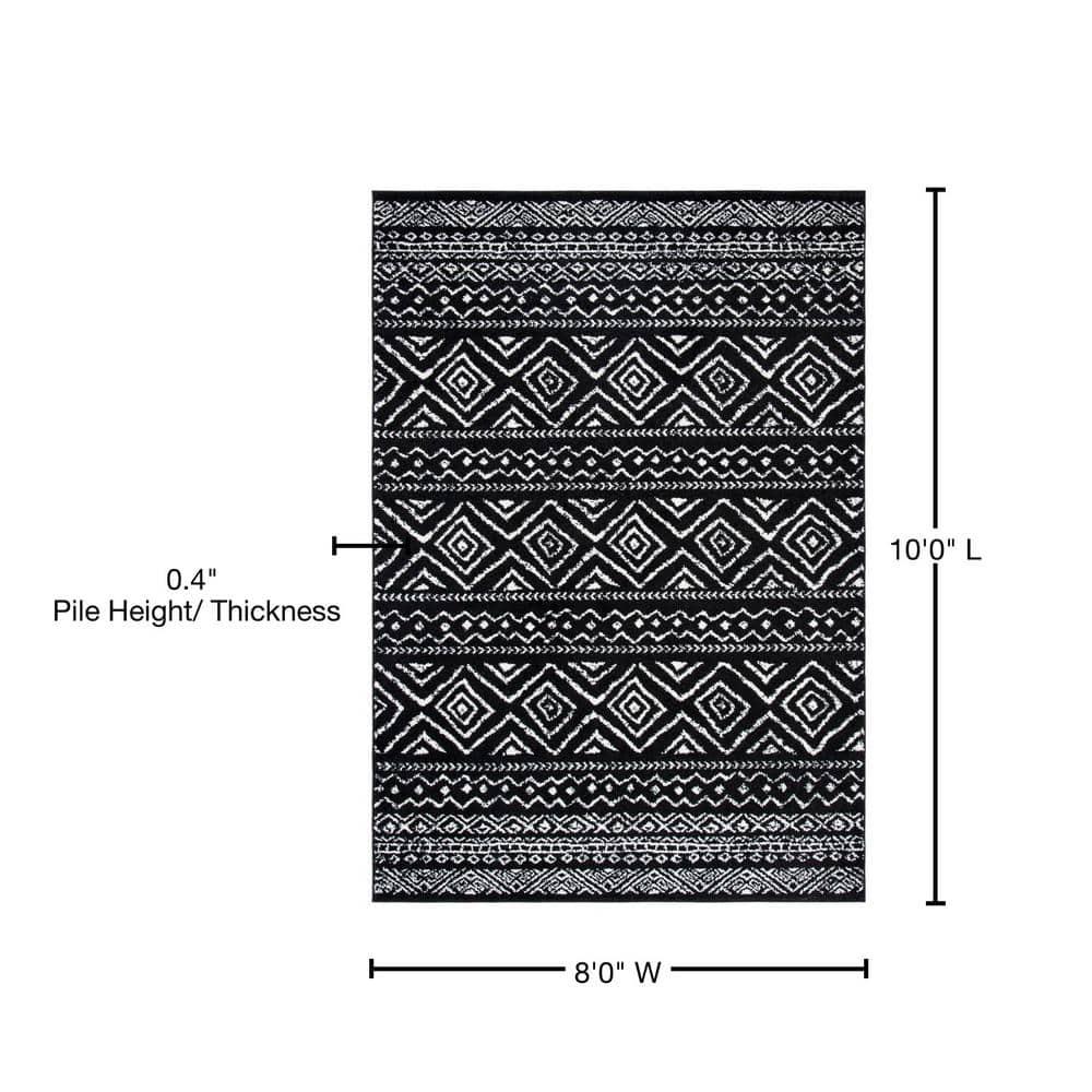 Tulum TUL267 Power Loomed Indoor Area Rug - Black/Ivory - 8'x10' - Safavieh