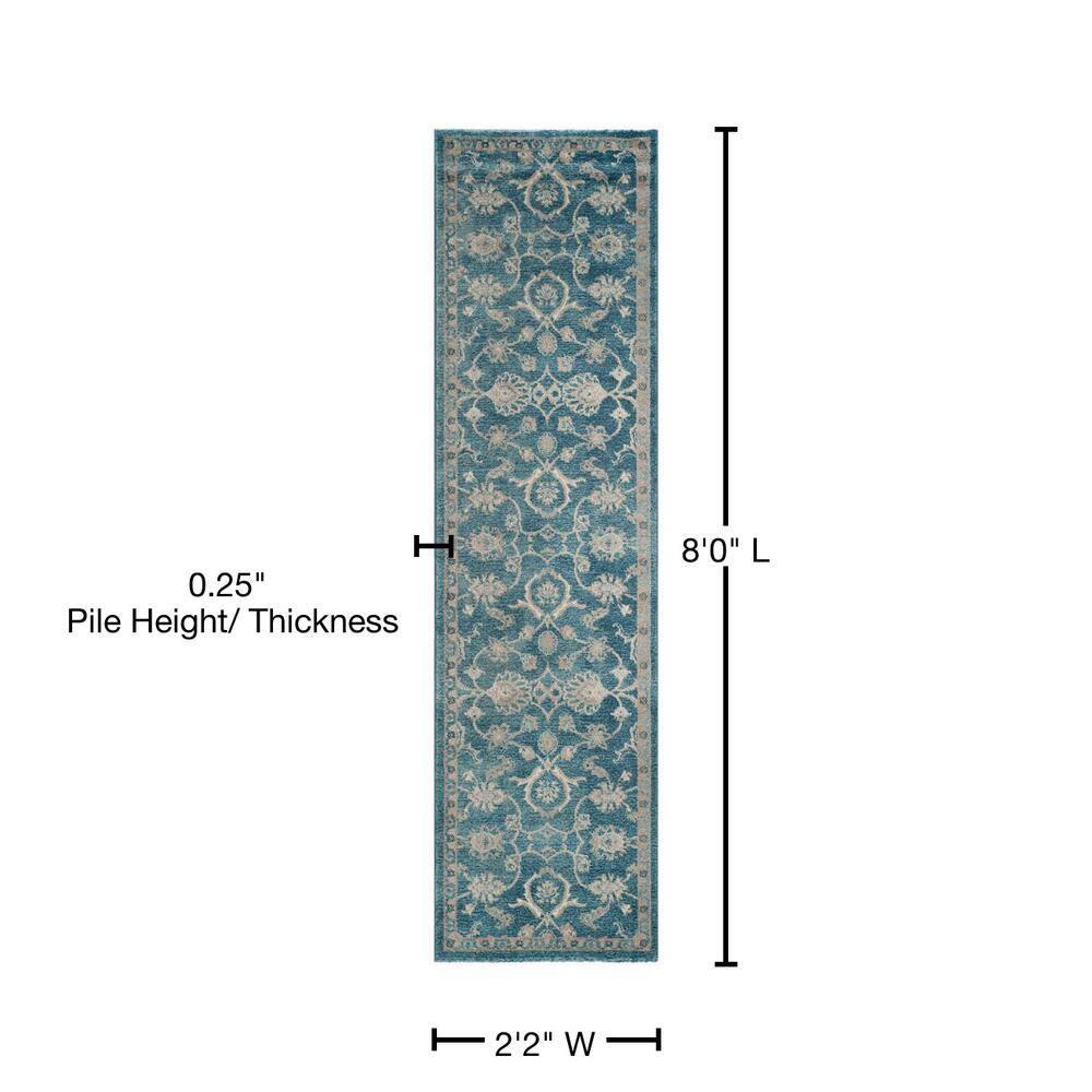 Sofia SOF386 Power Loomed Indoor Runner Rug - Blue/Beige - 2'2"x8' - Safavieh.