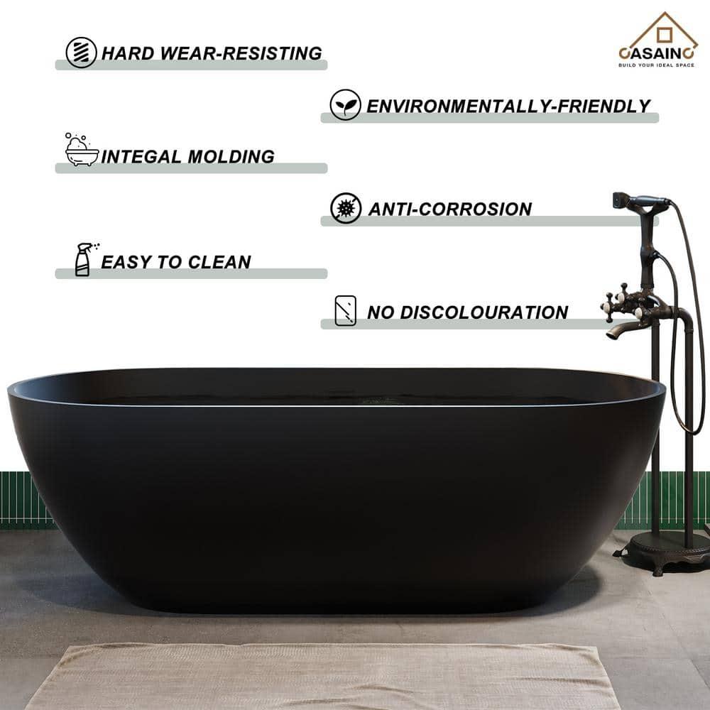 Broadway 59'' x 30'' Freestanding Soaking Solid Surface Bathtub
