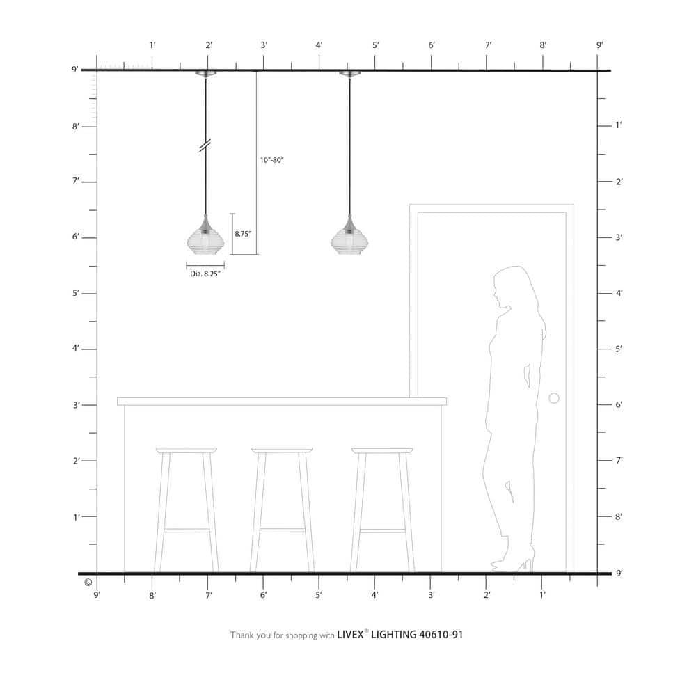 Livex Lighting Art Glass 1 - Light Pendant in  Brushed Nickel