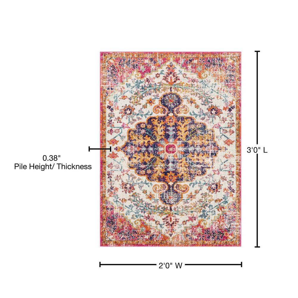 Livabliss Harput Vintage Medallion Area Rug,2' x 2'11",Garnet